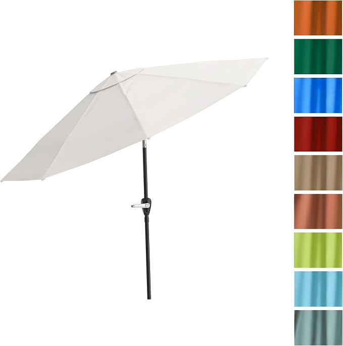 Pure Garden Patio Umbrella with Auto Tilt - 10ft Easy Crank Outdoor Umbrella with Vented Canopy for Deck, Balcony, Porch, Backyard, or Pool (Tan)