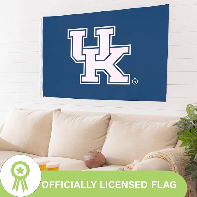 NCAA University of Kentucky Flag with Grommets, 3'x5' UK Wildcats Outdoor College Flags & Banners for Garden Patio Indoor Wall Décor
