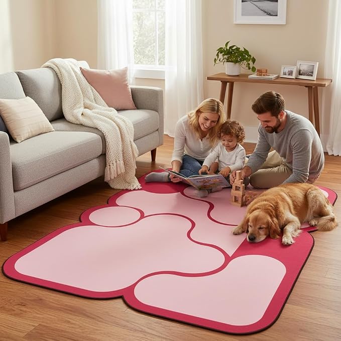 Hot Pink Ombre Irregular Shaped Rugs for Living Room Entryway Dorm Nursery Entrance Bedroom Dining Room Durable Home Throw Carpets Non Shedding Thin Soft Comfort Abstract Geometric Area Rug 5x7