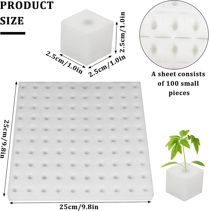 400 PCS Hydroponic Sponge Planting Tool Square Seedling Sponges Greenhouse Hydroponic Sponges Hydroponic Vegetable Planting Sponge for Small Bud Growth