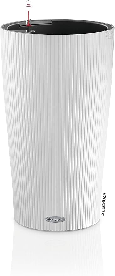 Lechuza CILINDRO Color 32 White, Self-Watering Tall Planter, D12.6 H22 in