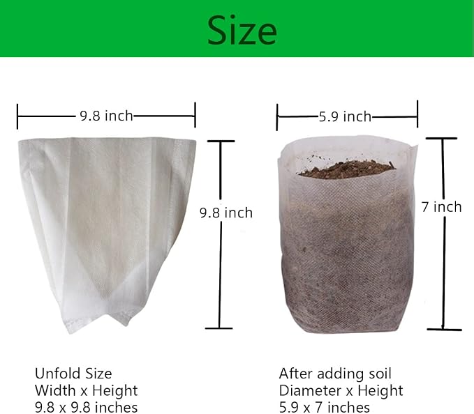 gardtree 1 1/4 Gallon 50PCS 11×11.5 Inch Breathable Plant Grow Bags - Non-Woven Plant Nursery Bags for Seed Starting, Indoor/Outdoor Vegetables, Herbs & Flowers | Easy Transplant, Space Saving