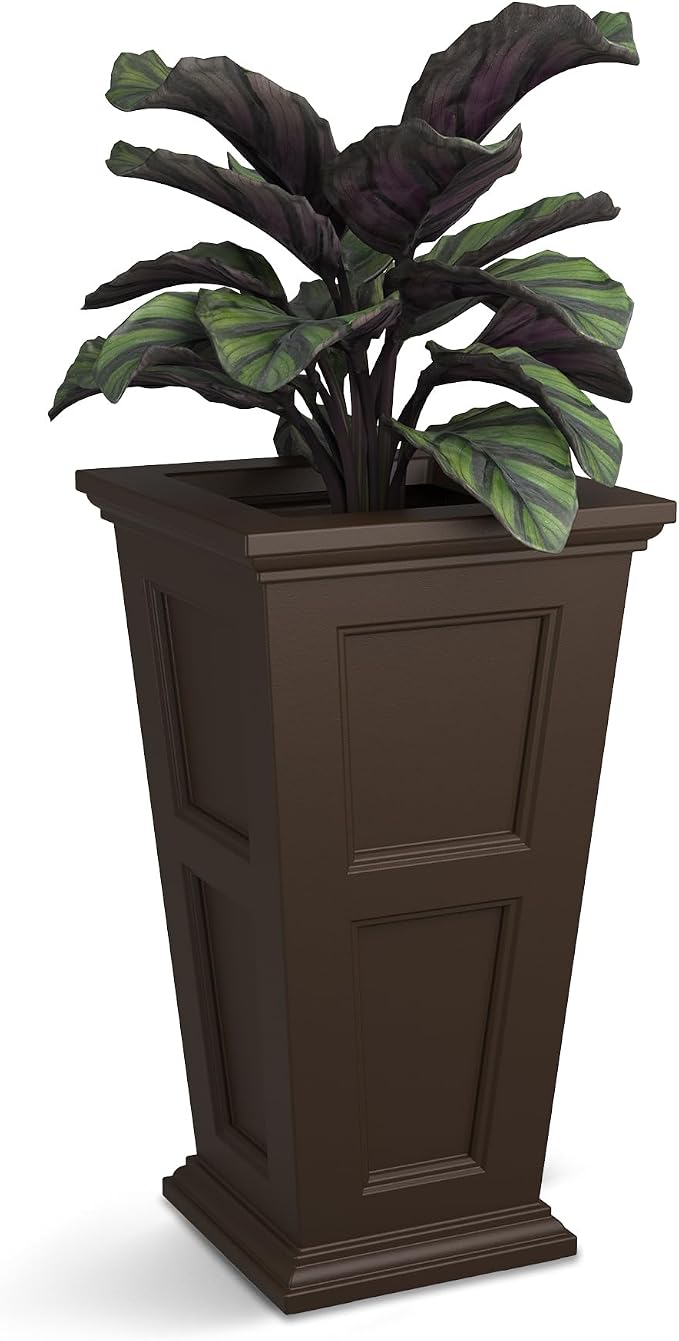 Mayne Fairfield 28-Inch Tall Planter – Self-Watering, Weather-Resistant Planter for Flowers – Durable Outdoor Design for Patio, Porch, or Entryway