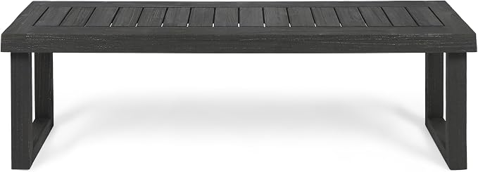 Merax Acacia Wood Outdoor Bench 60" Backless Garden Bench Rustic Patio Dining Bench Slat Panel Design Weatherproof, Dark Grey