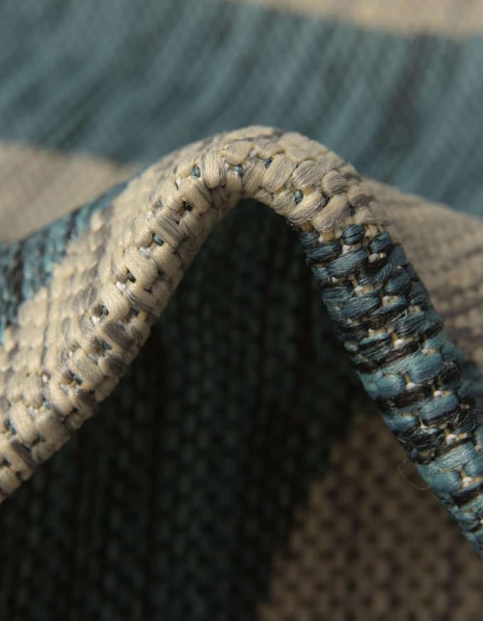 Unique Loom Outdoor Safari Collection Area Rug - Tsavo (2' 11" x 10' Runner, Teal/ Ivory)