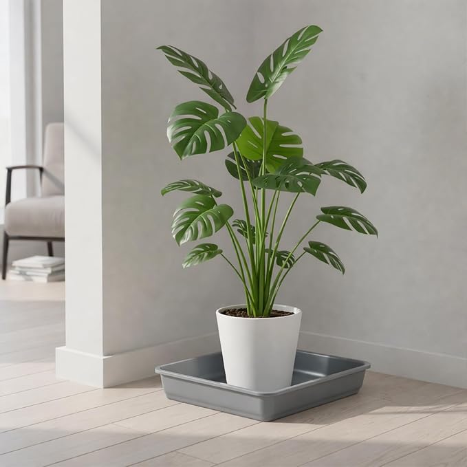 10 Pack Square Plant Saucer 4.7 Inches Plant Trays for Pots Plastic Square Drip Trays Flower Pot Saucers Planter Water Tray Plant Drainage Tray, Gray