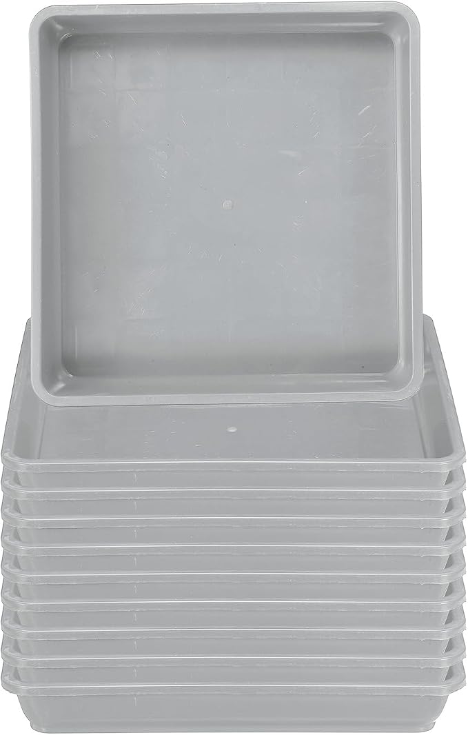 PATIKIL Plant Saucer Tray, 10 Pack 7 Inch Plastic Square Plant Saucer Flower Planter Drip Tray for Indoors Outdoors Patio Balcony, Grey