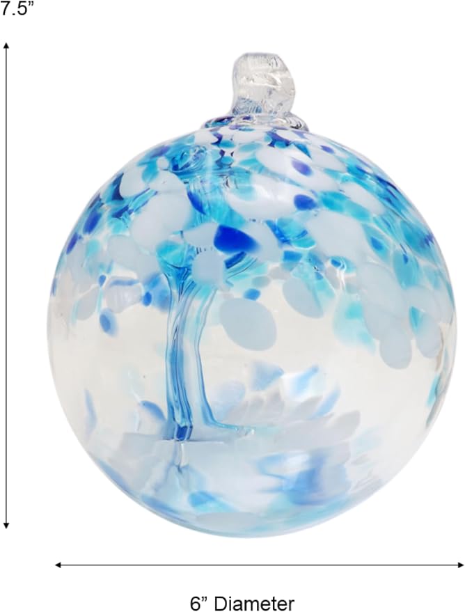 Dale Tiffany AS22235-D6 Tree of Life Glass Gazing Ball, Aqua, 6"