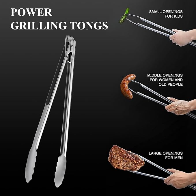 5PCS BBQ Tools, Stainless Steel Barbecue Accessories-Spatula, Fork, Tongs & Oil Brushes, Suitable for Camping and BBQ Use,Ideal BBQ Set Grilling Tools for Outdoor Grill, Gifts for Dad Husband