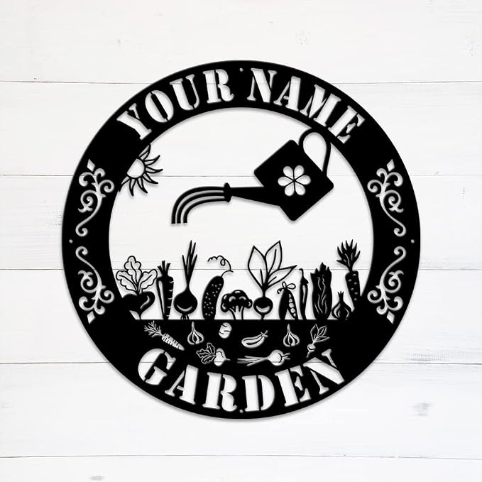 MeMate Garden Sign, Personalized Metal Signs, Garden Sign to Personalize, Large Sign for Vegetable Garden She Shed, Customized Name Wall Art for Garden Outdoor Decor, Outdoor Plaque for Mom Grandma