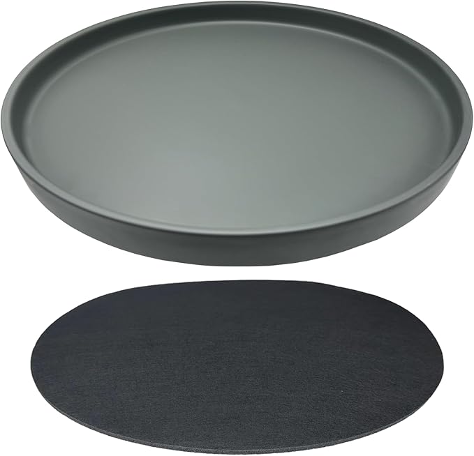 Yukfona Ceramic Plant Saucer Tray 1 Pcs 10 Inch Grey, 10.83" OD x10.24 ID x1.1 Deep| Fits Flower pots Bottom≤ 10.24", Heavy Duty Glazed Round Planter Drip with Catch Basin for Indoor Outdoor Plants
