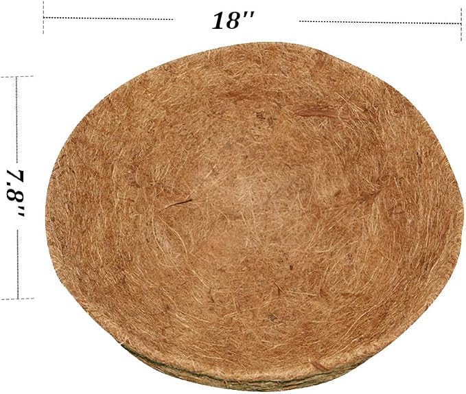 2PCS Hanging Basket Liners Coco Liner 18 Inch Round Coconut Coir Basket for Plants Replacement for Hanging Basket 100% Natural Coconut Fiber Plant Basket Liner for Garden Planter Flower Pot