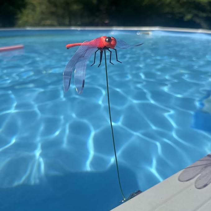 4 Pack Dragonfly Clip, 3D Small Fake Dragon Fly Clips, Garden Stakes Decor, Dragonflies Decoration for Clothes, Hats, Pets and Deer, Horse, Bird and Fly Scare Devices Indoor Outdoor