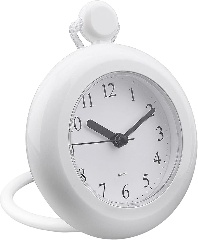 Waterproo-f Bathroom Shower Clock, Silent Analog Quartz Clock, Dual-Purpose Hanging Stand Shower Clock for Bathroom Kitchen, Easy Reading, 4.72 inch Round Size(Size:Type 1)