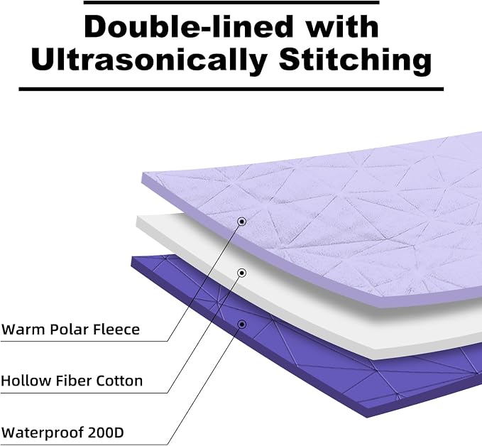 Large Waterproof Outdoor Blanket Thick Fleece 80" x 58" | Windproof Stadium Blanket, Wearable Poncho, Machine Washable for Camping, Car, Pet, Picnics - Purple