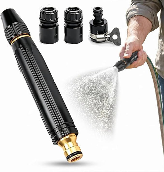 Home High Pressure Water Gun, Adjustable Metal Garden Hose Nozzle with Leak-Proof Connector, Heavy Duty Water Sprayer for Car Washing, Plant Watering, Patio, Floor and Outdoor Cleaning (1Pccs)