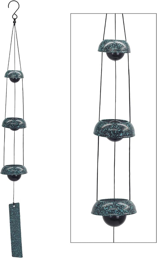 ASTARIN Temple Wind Chimes - Dark Atrovirens, 3 Bells, Feng Shui Home Yard Decoration, Memorial Gift for Peace Lovers
