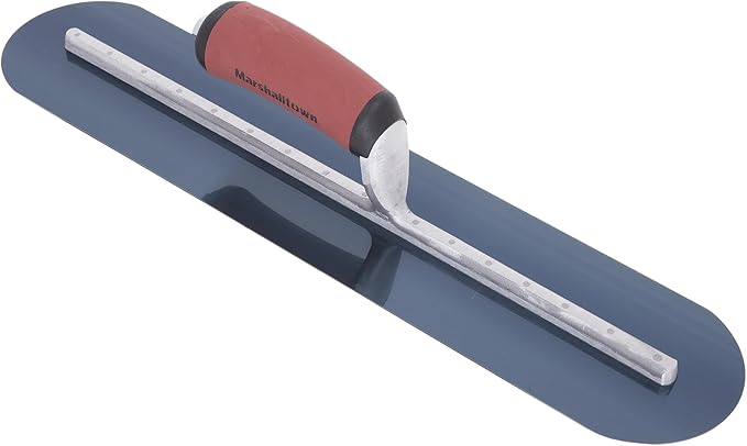 Marshalltown Fully Rounded Concrete Finishing Trowel, Blue Steel Blade, DuraSoft Handle, 20 x 4, Assembled in USA, MXS20BRD