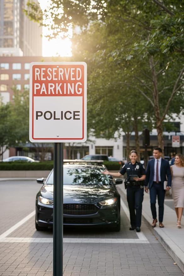 Custom Reserved Parking Sign – Personalized Vertical Aluminum Parking Sign for Business & Office – Outdoor UV Printed Metal, Rust-Free, Post Mount Holes, 10 x 14 Inch