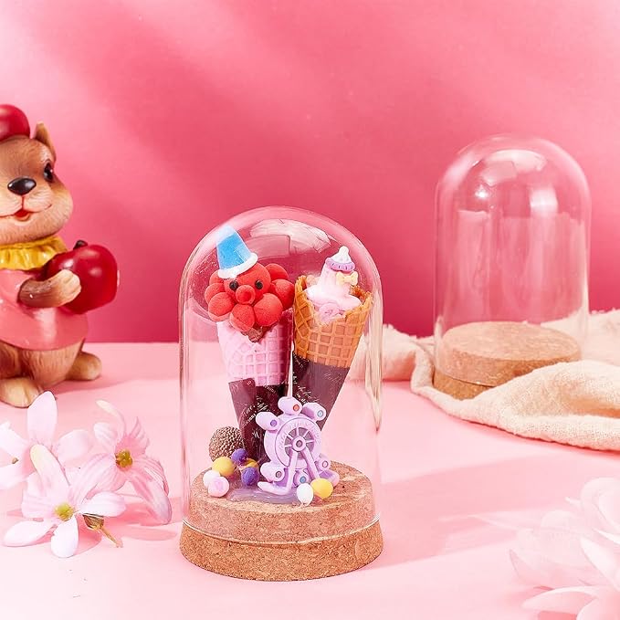 PH PandaHall 4pcs Cloche Bell Jar Glass Dome Cover Display Dome with Cork Base Glass Bottles Decorative Jars Display Case for Flower Storage Home Christmas Party Favor Decoration 2.56x4.3inch