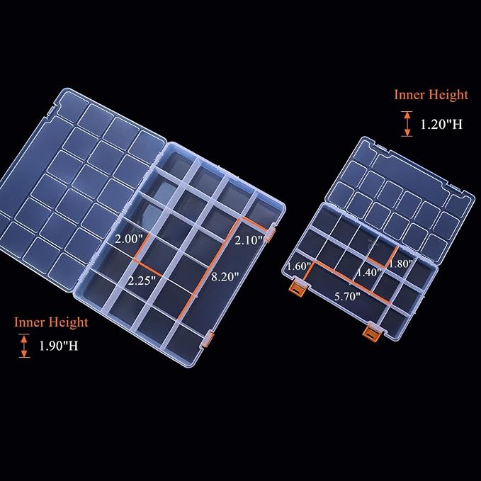 3 Pack Mixed Size Clear Plastic Storage Box Organizer Case with Fixed Compartment for Small Parts, Jewelry, Diamond, Craft Supplies, Sewing Kit, DIY Accessories