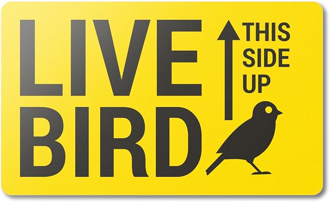 Live Bird Labels (5 x 3 Inch, Yellow - 300 Labels) Live Bird Stickers with This Side UP Messaging for Shipping & Handling Instructions, Shipping Live Birds & Airline Cargo Crates
