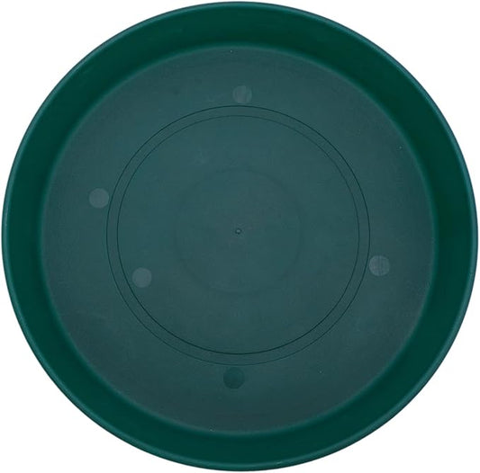 The HC Companies Round Prima Flower Pot Saucers - Plastic Plant Saucer for Outdoors & Indoors - Traditional Plant Pot Trays for Water Drainage -Durable Plant Tray (14-inch Evergreen, Pack of 1)