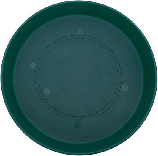 The HC Companies Round Prima Flower Pot Saucers - Plastic Plant Saucer for Outdoors & Indoors - Traditional Plant Pot Trays for Water Drainage -Durable Plant Tray (10.5-inch Evergreen, Pack of 1)