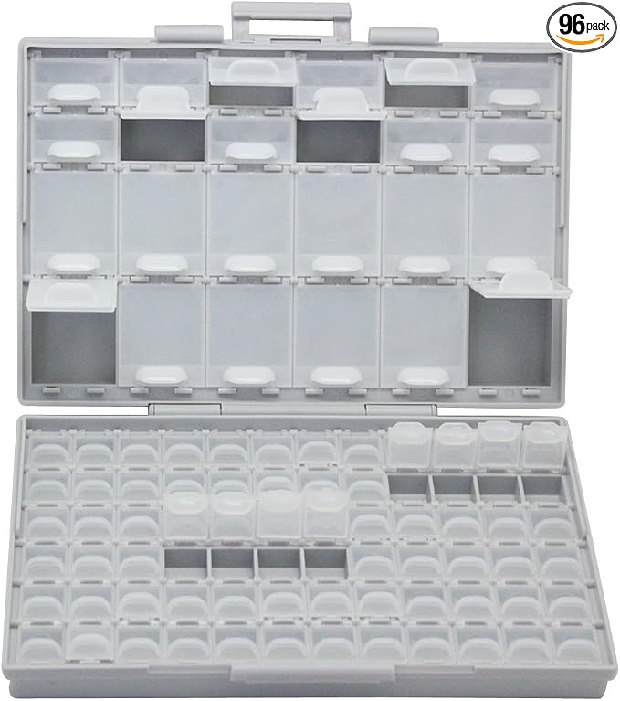 AideTek BOXALL96 96 Lids Enclosure SMD SMT Parts Organizer Surface Mount Box Labels