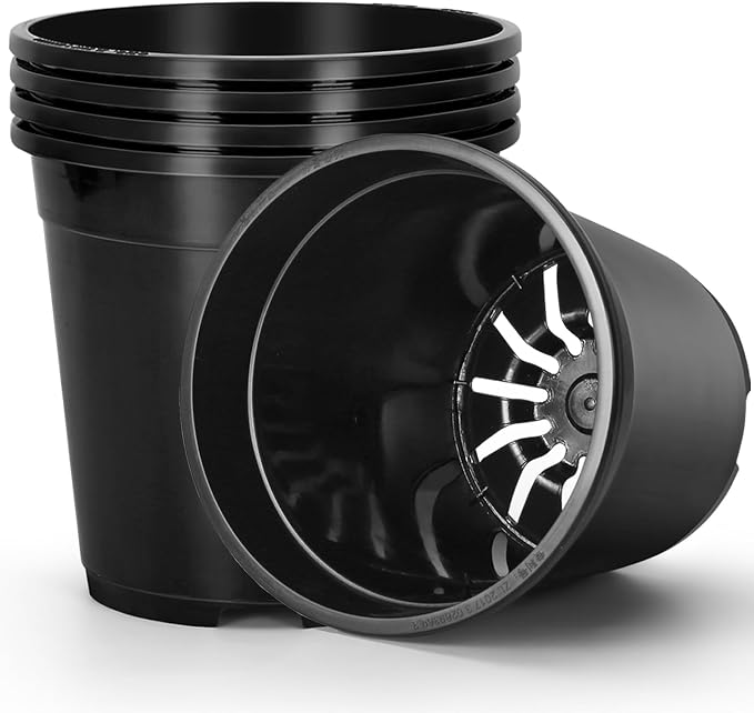 OUPSAUI 5 Gallon Pots for Plants, 11.8 Inch Plant Pots with Drainage Holes, Sturdy Plastic Large Nursery Pot, 5 Gallon Nursery Pots for Seedlings, Succulents, Cuttings