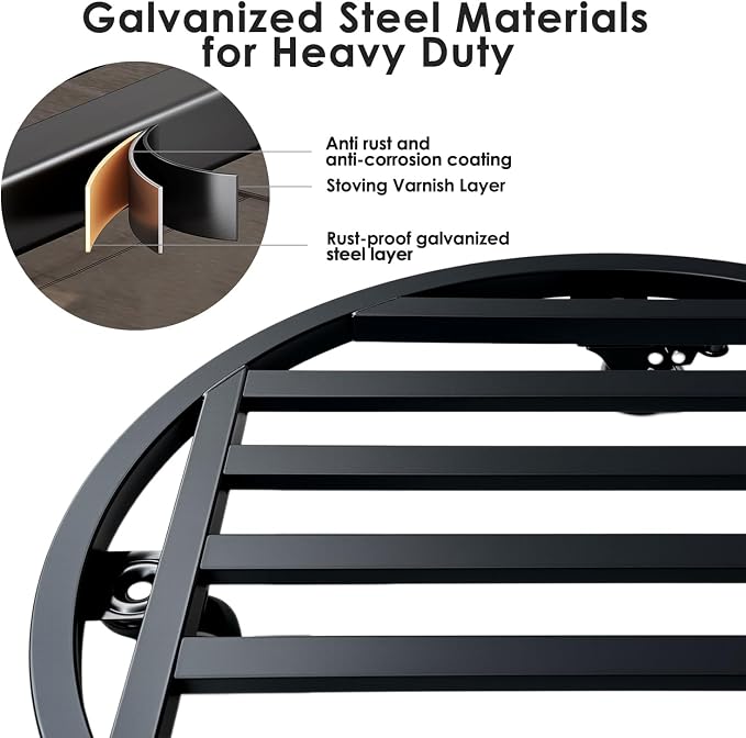 22" Round Plant Stand with Wheels Heavy Duty,Large Metal Plant Caddy Indoor Outdoor Use,Rolling Plant Dolly with Industrial Casters,Rust-Proof Black Plant Tray for Large Planters Pots,2-Pack