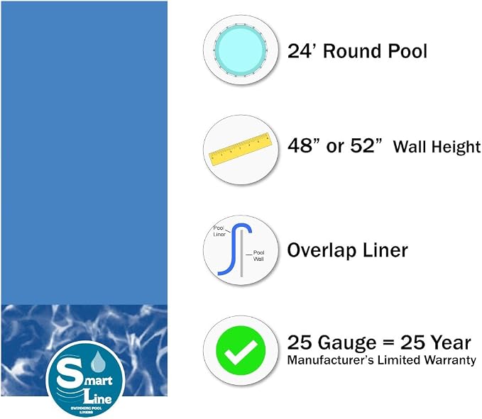 Lake Effect Pools 'Meadows Reprieve' 24' Round Above Ground Swimming Pool | 52" Inch Height | Resin Protected Steel Sided Walls | a Swirl Bottom Overlap Pool Liner and Widemouth Skimmer