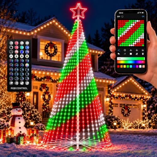 12FT Smart LED Outdoor Christmas Tree, 3D RGB Animated Cone Tree Lights by AvatarControls