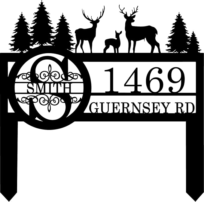Personalized Deer Wildlife Decor for Outside, Custom Garden Address Sign with Metal Stake, Address House Number Sign, Name Farmhouse Decoration, Yard Housewarming Gift, Camping Decor for Outdoor
