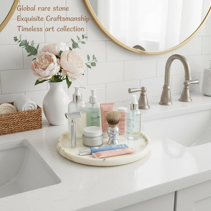 Marmor Marble Perfume Tray Bathroom Tray for Decorative,Candles,Jewelry Stone Vanity Tray,Kitchen Counter Decor and Home Decorative Tray(Calacatta Marble Gold) Jewelry Tray Unique Festival Gifts
