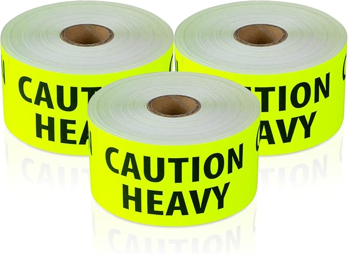 Caution Heavy Labels (4 x 2 inch, Fluorescent Yellow - 900 Labels) Warning Heavy Stickers for Shipping Heavy Items - Strong Adhesive