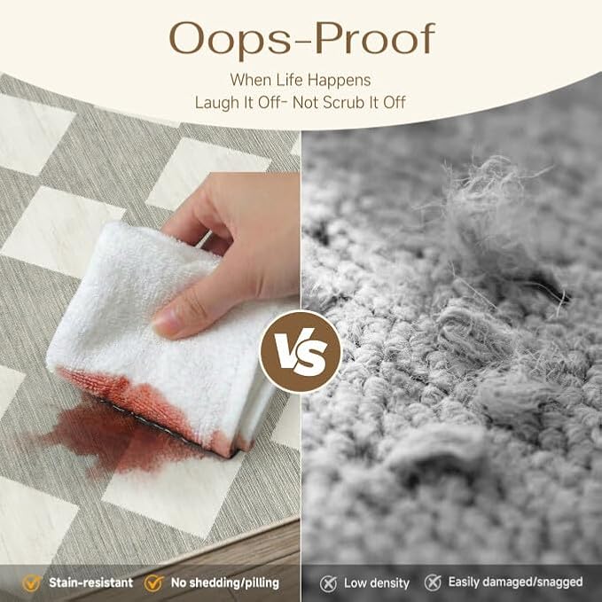 Grey 2'6x10 Washable Runner Rug Kitchen Non Slip Checkered Carpet | Soft, Low Pile, Easy Clean, Diamond Pattern for Hallway, Entryway, Laundry Room, Bathroom, Modern Indoor Decor