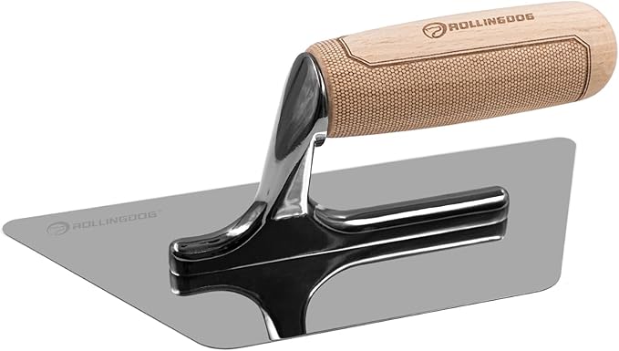 ROLLINGDOG Venetian Plaster Trowel - Mirror Polished 420 Stainless Steel Blade, Ergonomic Beech Handle for Decorative Finish and Polish(9.5inchX5.1inchX3.9inch) | Mirror Polished，Ergonomic Beech Handle