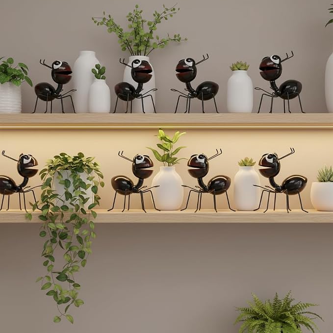 Cruis Cuka Metal Yard Art Garden Decor for Outside Cute Ants Yard Decorations Outdoor Lawn Ornaments Backyard Gifts for Mom - Set of 8（All Black）