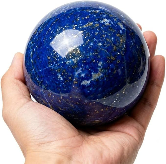 2.4-2.8 inch (6-7 cm) Natural Lapis Lazuli Crystal Ball with Stand, Hand Polished Divination Stone Sphere, Reiki Healing Gemstone Sphere, Home Art Decor Ornament, Mineral Collectible Craft Gift