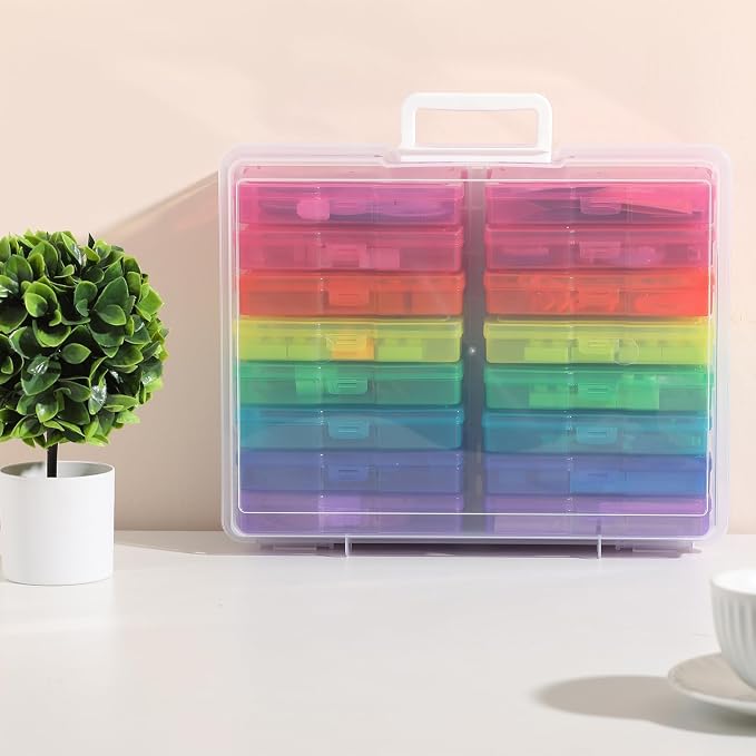 16 Pack Small Plastic Storage Box Gradient Color Storage Container (Colorful)
