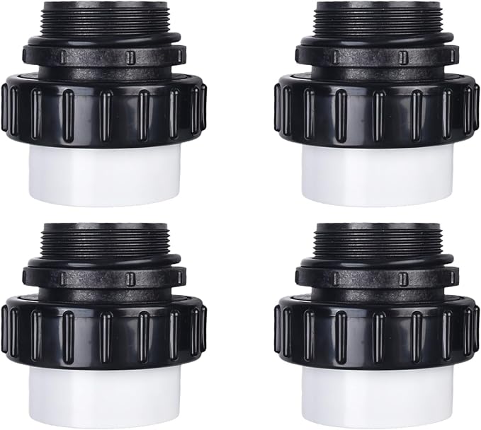 2 in MIP x 2 in PVC Pool Pump Union Adapter, Hi-Temp Slip Fitting for and Pumps, Threaded 4-Pack(4pcs)