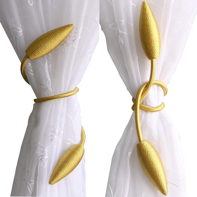 Valea Home 2-Pack Creative Curtain Tiebacks Random Modelling Curtain Holdbacks Eelicate Simple Type, Gold