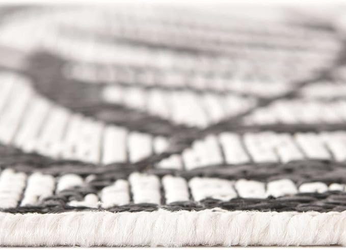 Unique Loom Outdoor Botanical Collection Area Rug - Palm (4' 1" x 6' 1" Rectangle, Charcoal Ivory/ Gray)