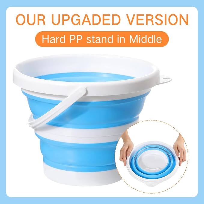 Pickmesh 4 Pcs Collapsible Bucket 1.3 Gallon (5l) Foldable Collapsible Sand Bucket with Handle Small Cleaning Pail for Household Outdoor Car Washing Camping Beach Sand