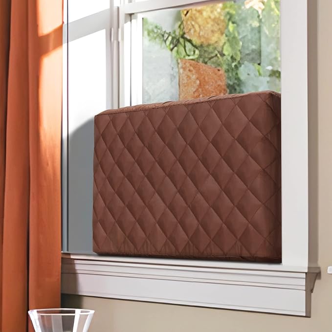 KylinLucky Indoor AC Cover for Window Unit 25 x 17 x 3.5 inches | Inside Air Conditioner Cover, Dust Protection, Brown