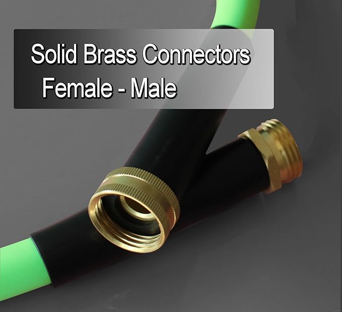 Atlantic Heavy Duty Garden Hose 10 ft x 5/8 Inch Green Color, Short Connection Leader Hose 10' with Male-Female Connectors (10 Feet)