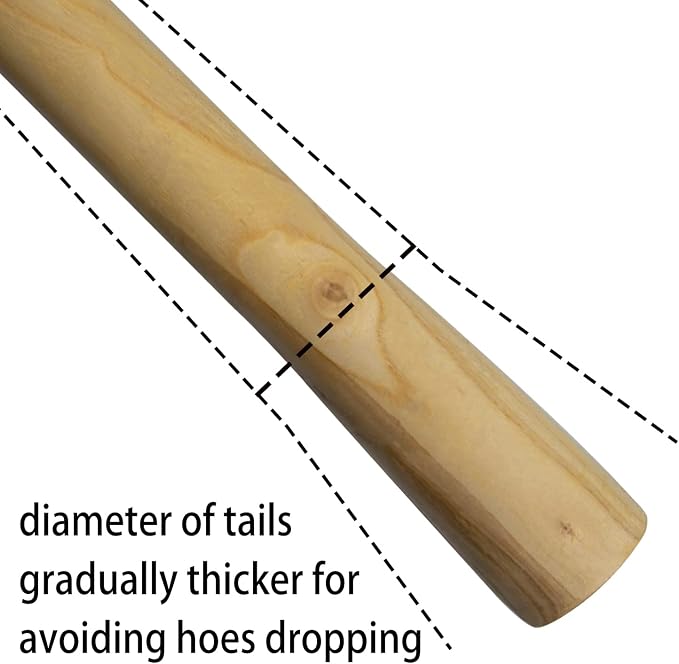 55-Inch Pure Solid Wood Replacement Handle for Garden Hoe Digging Spading, Surface Coated with Protective Paint, Clear Finish, Convenient and Durable (Spade & Fork Head Not Included)