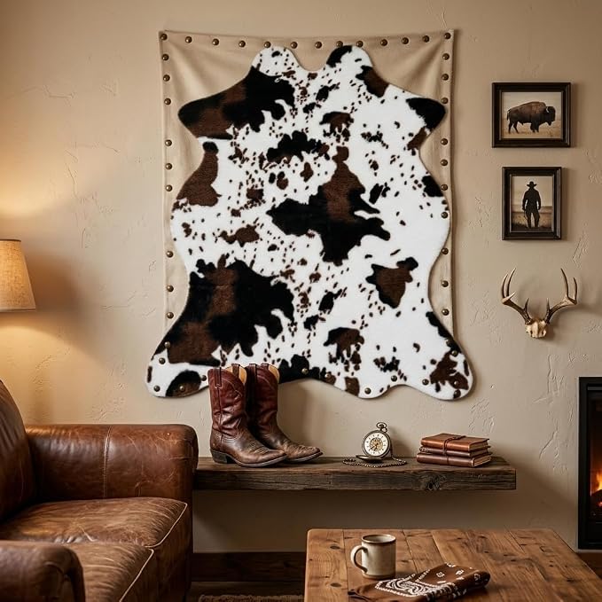 MustMat Cow Print Faux Cowhide Rug 2'6"x3'7", Western Small Area Decor | Fits bedroom,Vanity, Entryway,Nook,Dorm,Rustic;Perfect Farmhouse Decor,Cowboy Birthday