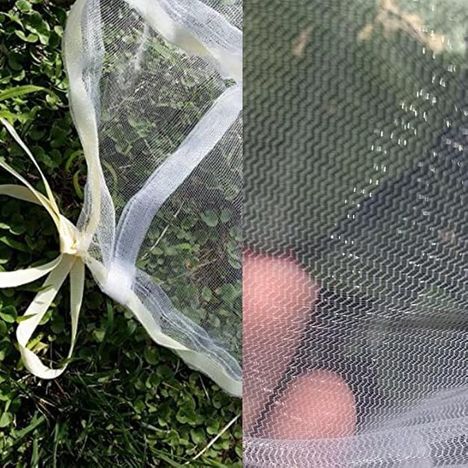 Agfabric 2 Pack Fruit Tree Netting Protection Bag with Drawstring,7.2x6.5 FT Garden Netting Insect Pest Barrier,Bird Netting Plant Covers for Vegetables Fruits Flower,White